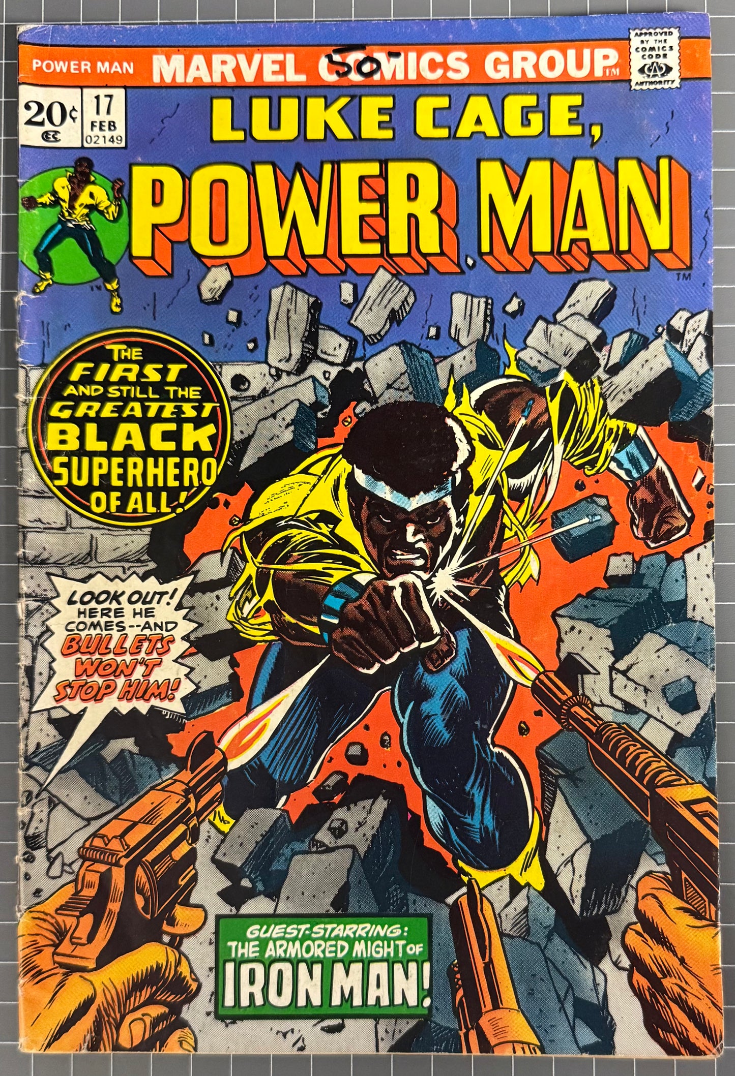 🔑 POWER MAN #17 [MARVEL COMICS] DIRECT *LUKE CAGE BECOMES POWER MAN* 1974 VG