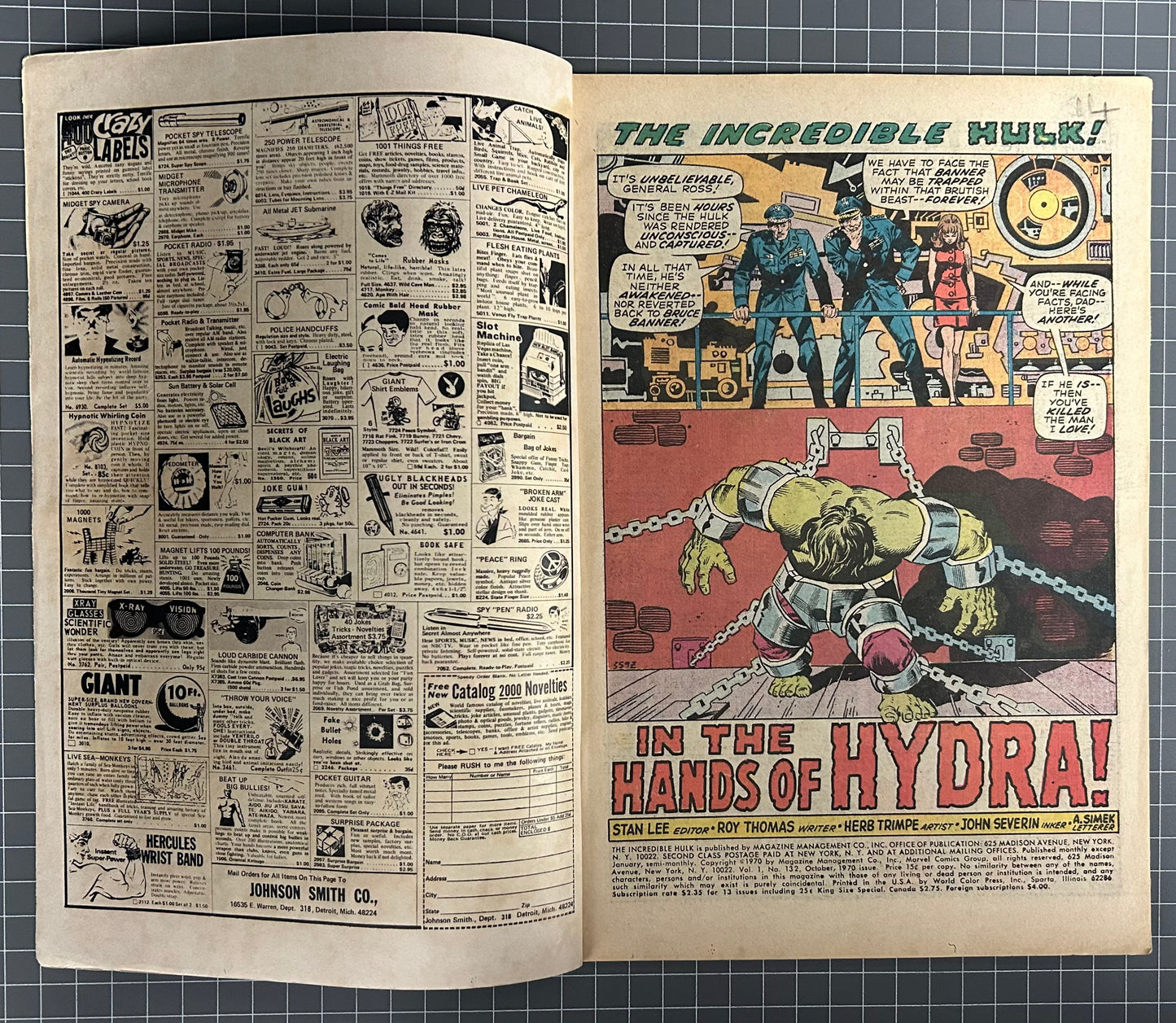 THE INCREDIBLE HULK #132 [MARVEL COMICS] DIRECT 1970