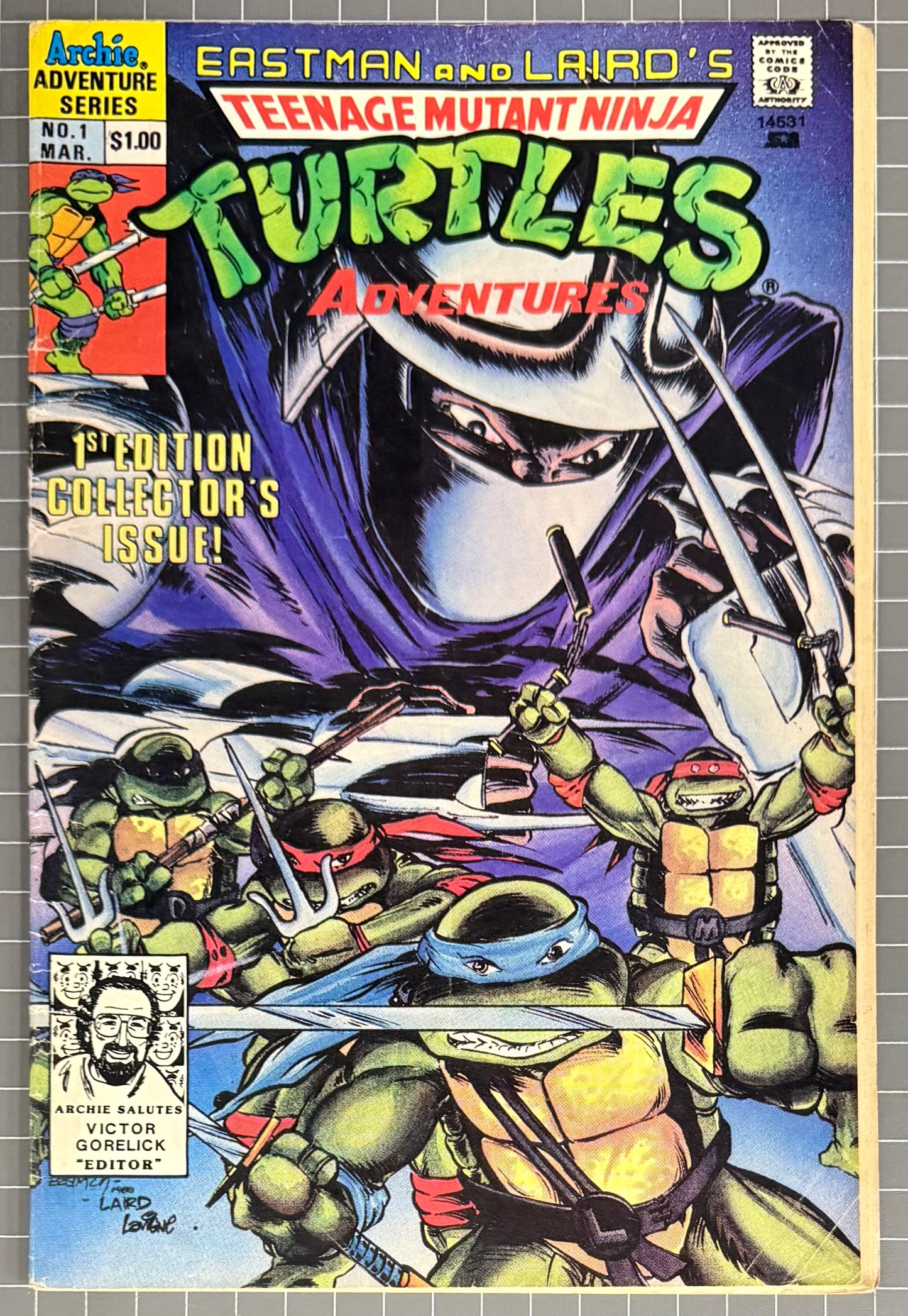 🔑 TEENAGE MUTANT NINJA TURTLES ADVENTURES #1 [ARCHIE] 3RD PRINT COMIC 1989 GD/VG