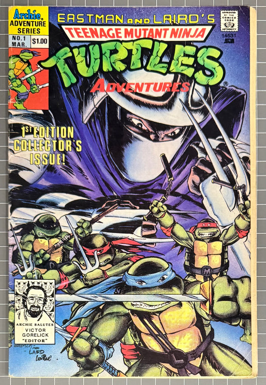 🔑 TEENAGE MUTANT NINJA TURTLES ADVENTURES #1 [ARCHIE] 3RD PRINT COMIC 1989 GD/VG