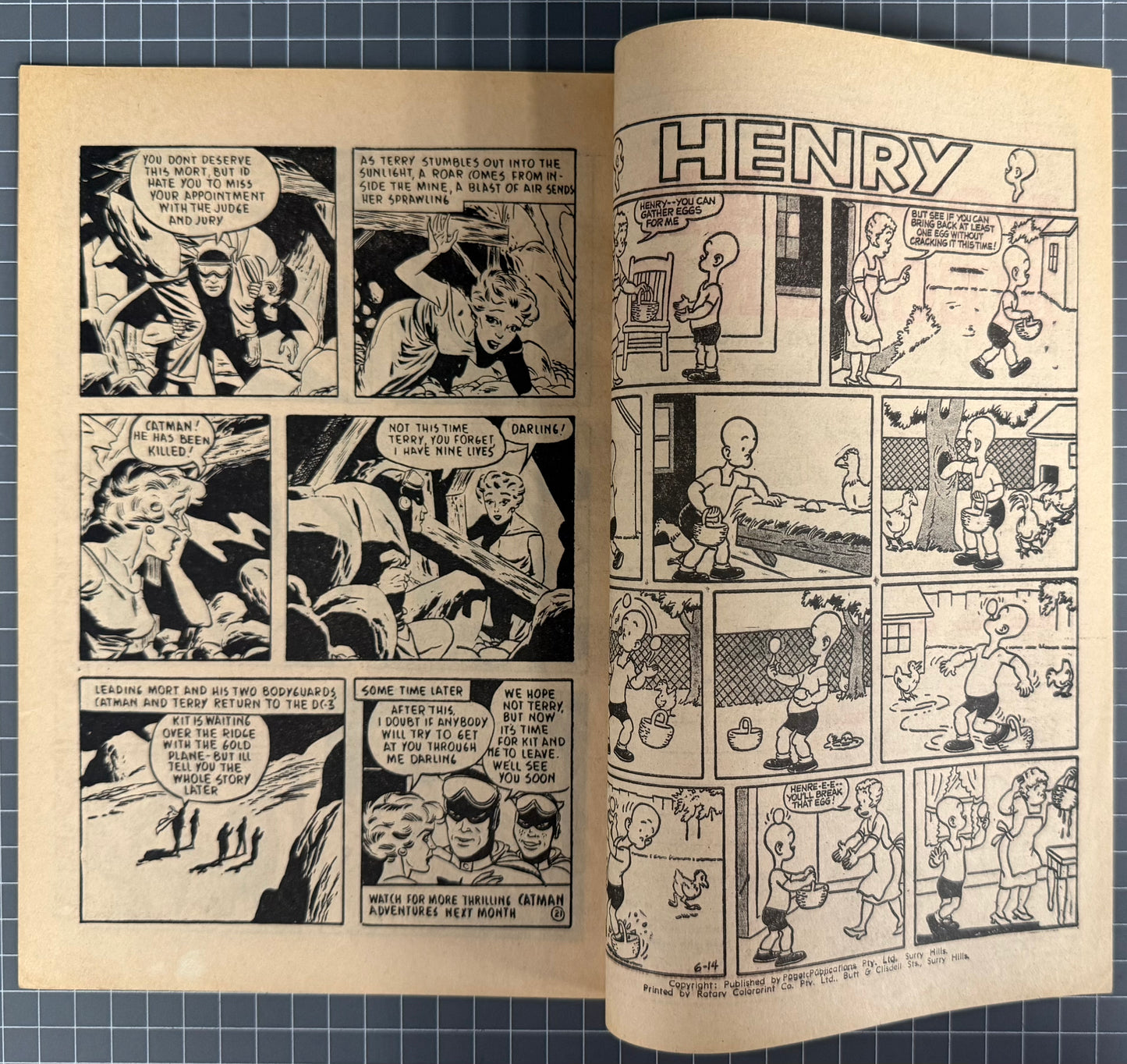 ADVENTURES OF CATMAN #14 [PHOTO-TYPE] AUSTRALIAN PRE-DECIMAL COMIC 1965