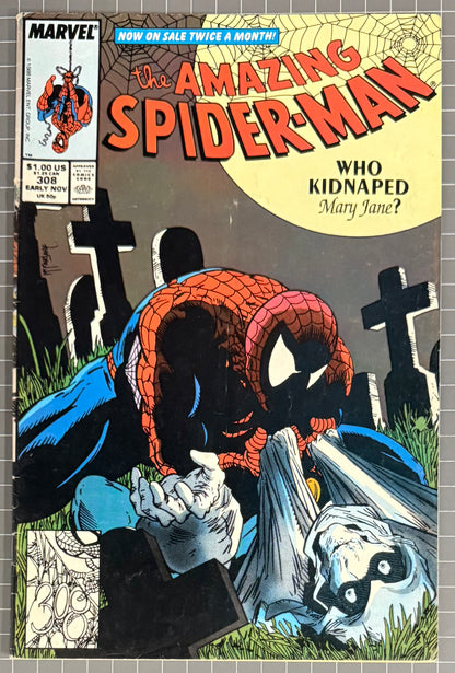 🔑 AMAZING SPIDER-MAN #308 [MARVEL COMICS] DIRECT *TODD MCFARLANE* 1988 FN-