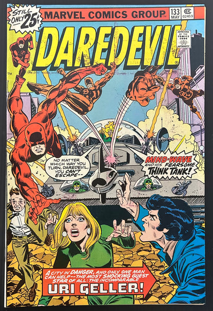 🔑 DAREDEVIL #133 [MARVEL COMICS] DIRECT *1ST APP. MIND-WAVE* 1976 FN