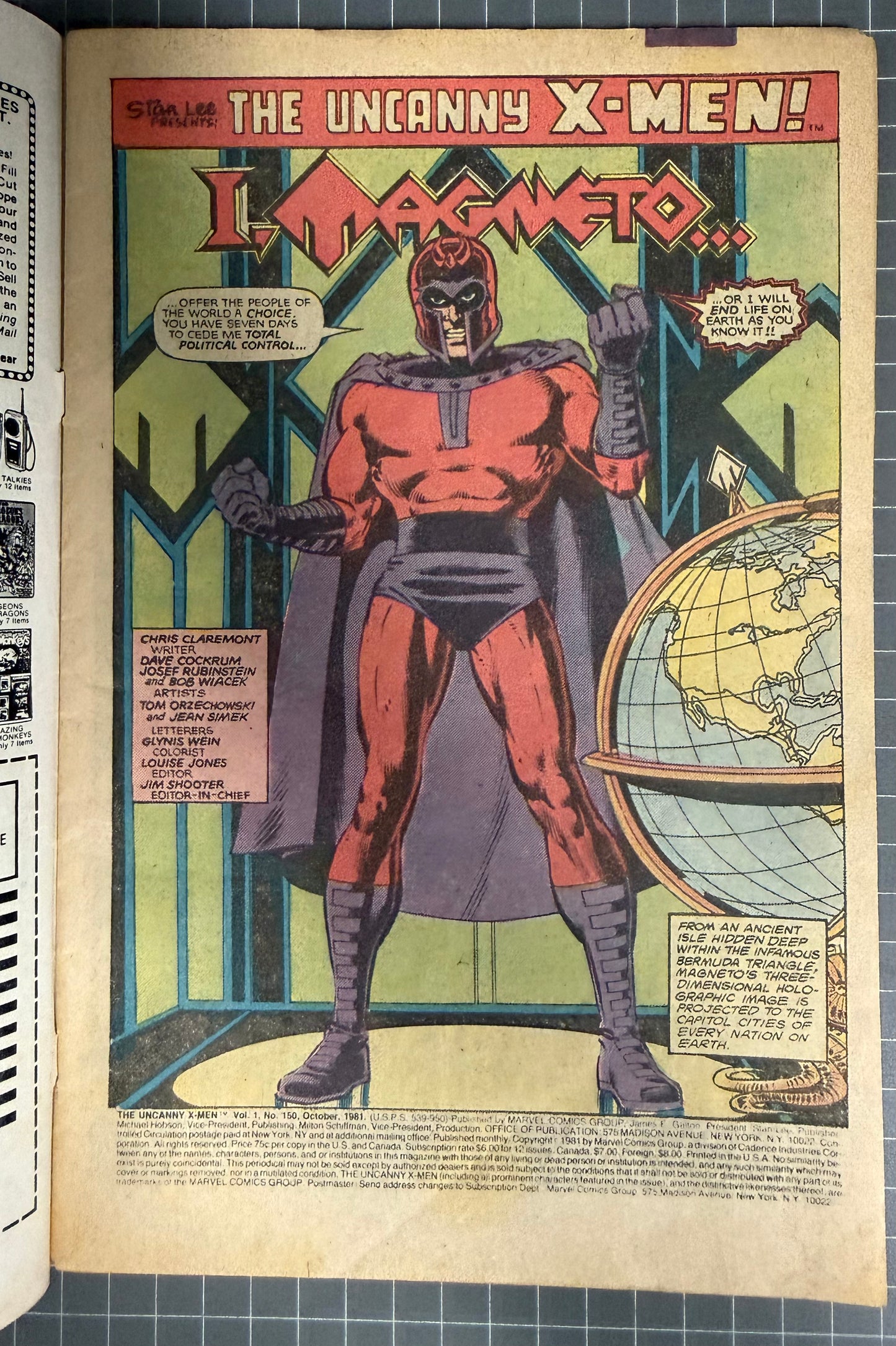 🔑 THE UNCANNY X-MEN #150 [MARVEL COMICS] *ORIGIN OF MAGNETO* DIRECT 1981 VG-
