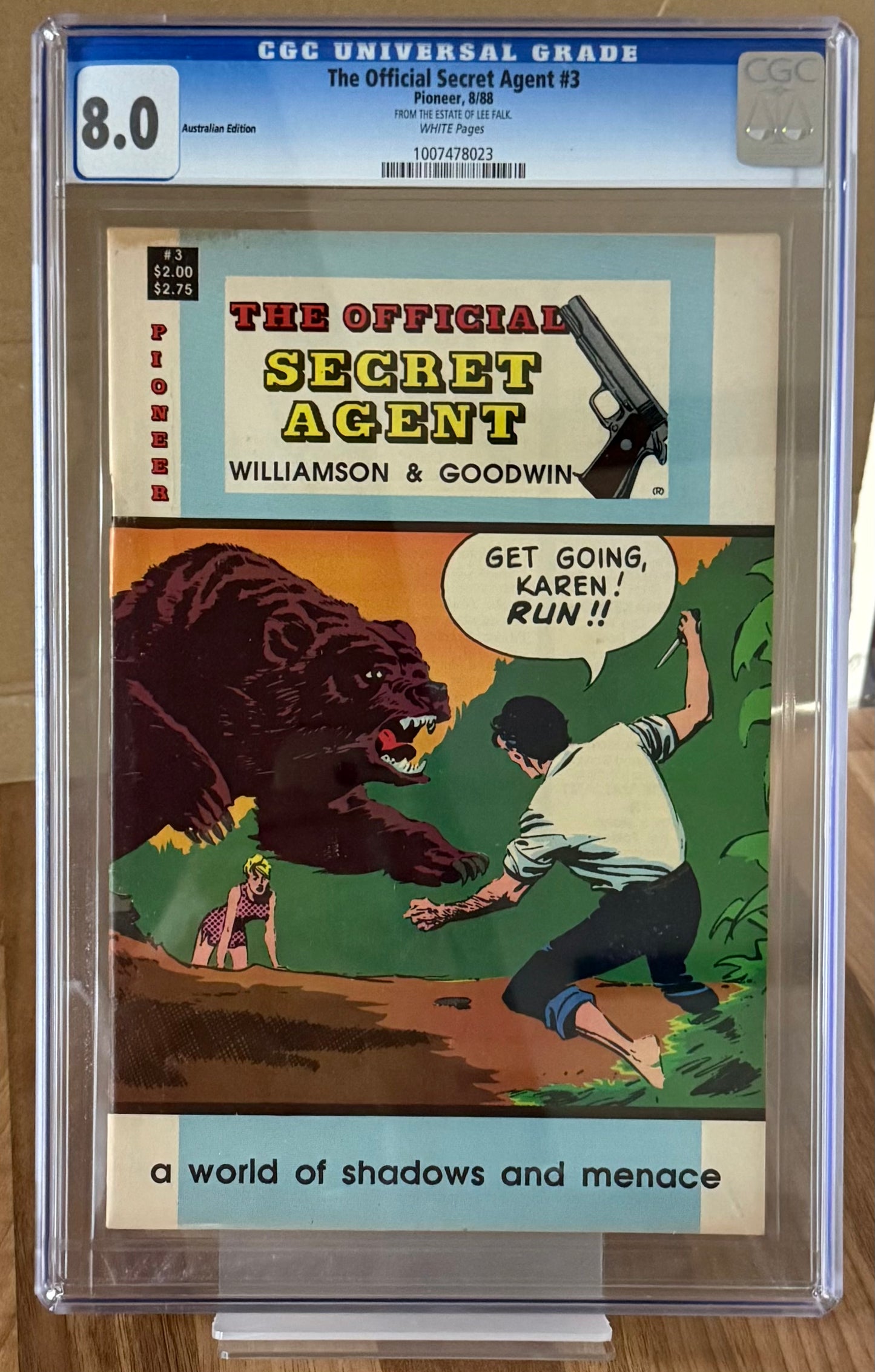 OFFICIAL SECRET AGENT #3 [PIONEER] CGC 8.0 *FROM THE ESTATE OF LEE FALK* 1988