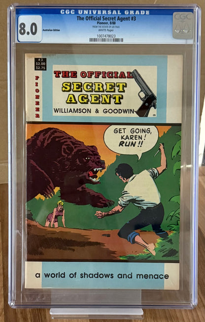 OFFICIAL SECRET AGENT #3 [PIONEER] CGC 8.0 *FROM THE ESTATE OF LEE FALK* 1988