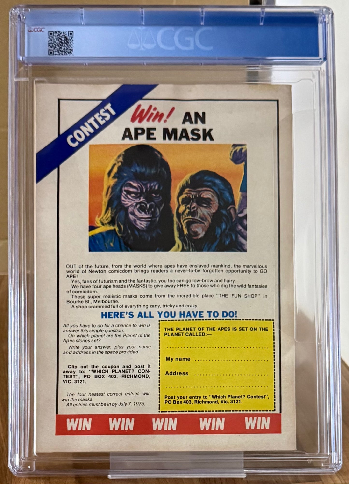 PLANET OF THE APES #2 CGC 8.5 + POSTER [NEWTON COMICS] AUSTRALIAN MARVEL 1975