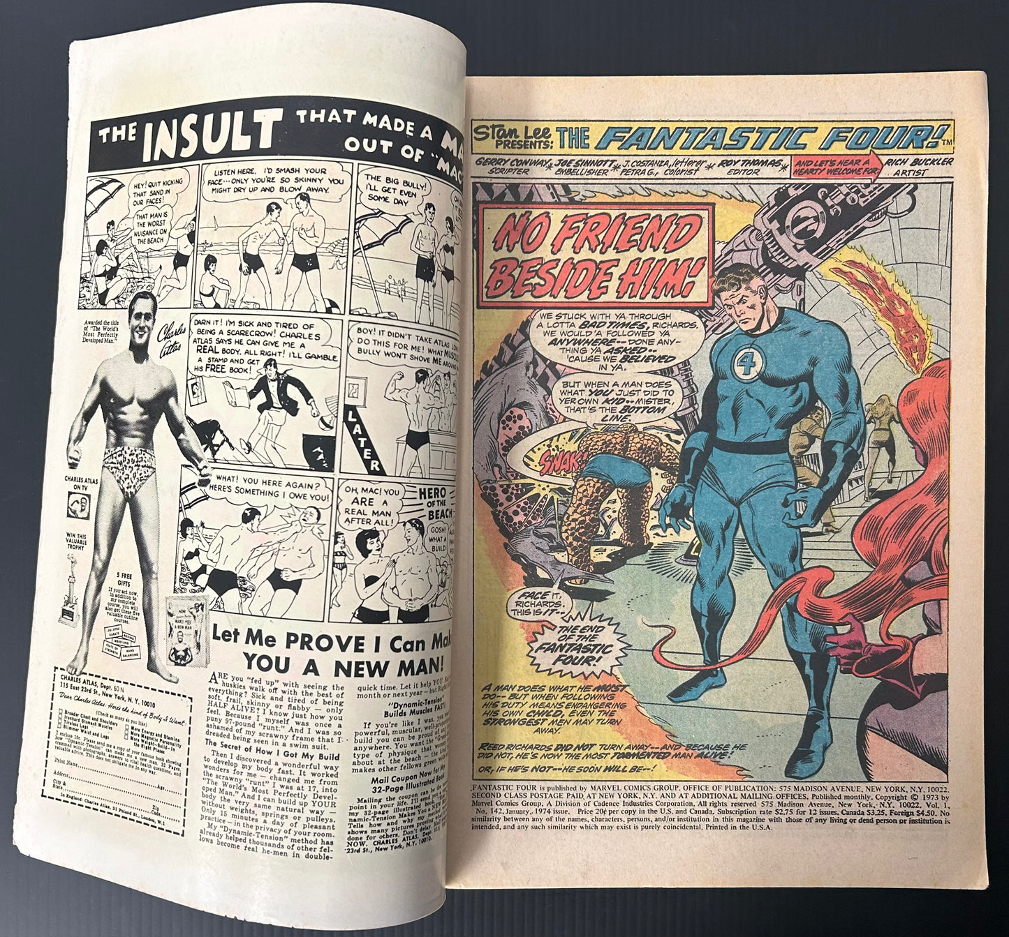 🔑 FANTASTIC FOUR #142 [MARVEL COMICS] DIRECT *DARKOTH DEBUT* 1974 FN+
