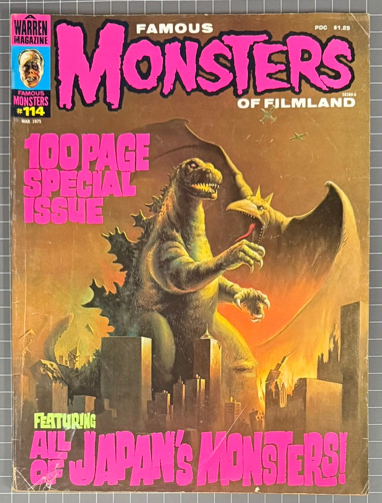 🔑 FAMOUS MONSTERS OF FILMLAND #114 [WARREN] HORROR MAGAZINE 1975 VG