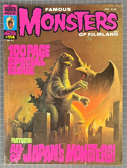 🔑 FAMOUS MONSTERS OF FILMLAND #114 [WARREN] HORROR MAGAZINE 1975 VG