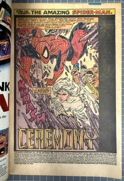 THE AMAZING SPIDER-MAN #322 [MARVEL COMICS] *TODD MCFARLANE COVER* 1989 FN/VF