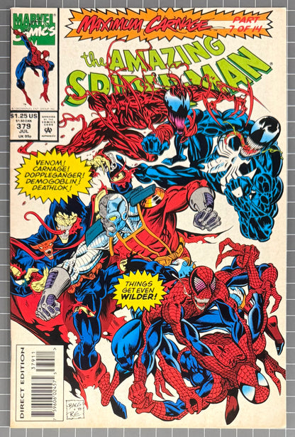 🔑 AMAZING SPIDER-MAN #379 [MARVEL COMICS] *MAXIMUM CARNAGE PART 7* 1993 VF