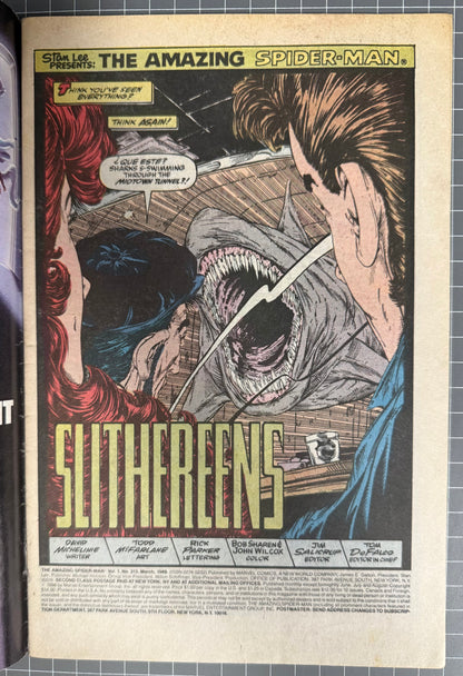THE AMAZING SPIDER-MAN #313 [MARVEL COMICS] DIRECT 1989 VG/FN