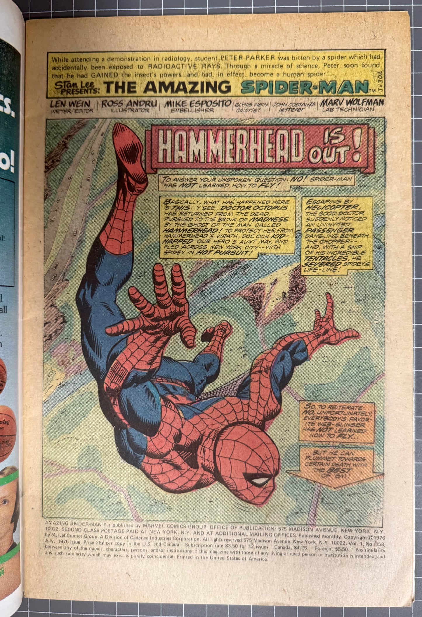 THE AMAZING SPIDER-MAN #158 [MARVEL COMICS] 1976 FN-