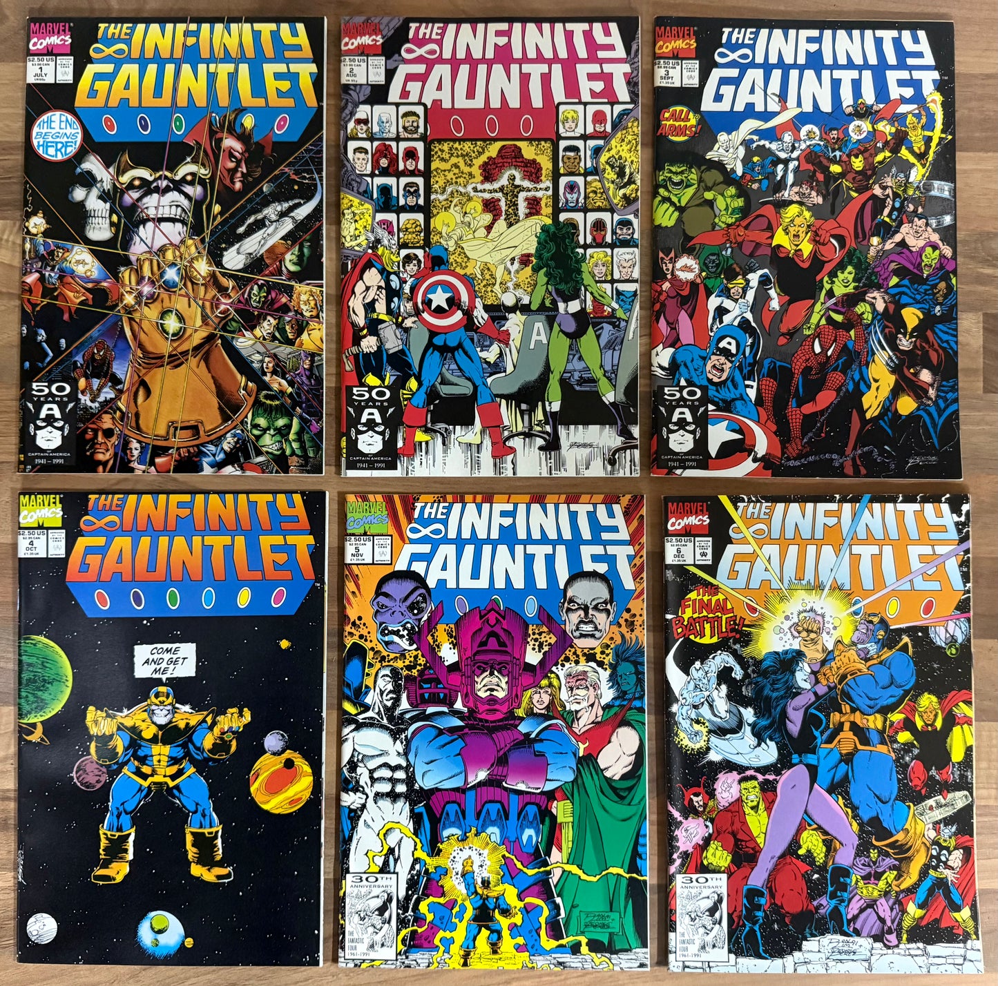🔑 THE INFINITY GAUNTLET COMPLETE SET #1-6 [MARVEL COMICS] 1991 NM