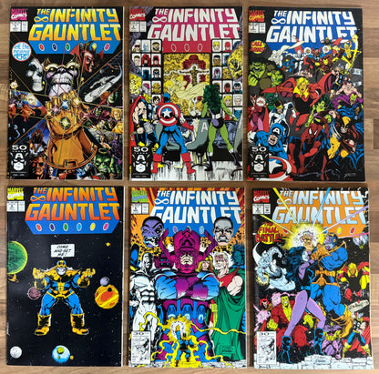 🔑 THE INFINITY GAUNTLET COMPLETE SET #1-6 [MARVEL COMICS] 1991 NM