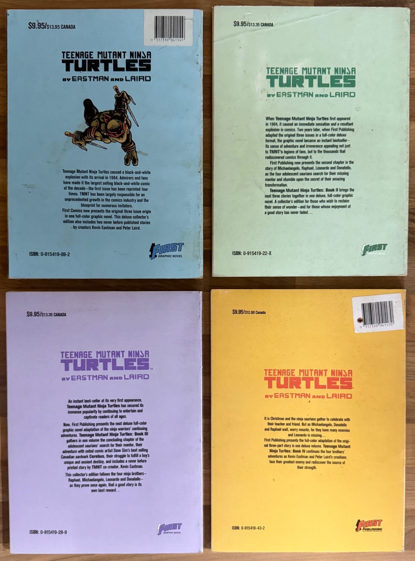 TEENAGE MUTANT NINJA TURTLES #1, 2, 3, 4 SET FIRST GRAPHIC NOVEL EASTMAN LAIRD 1988/89