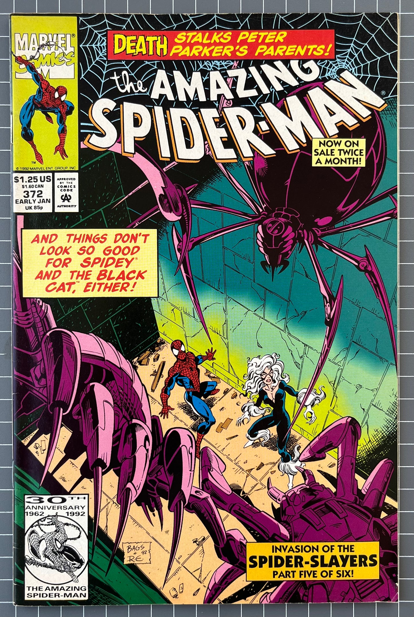 THE AMAZING SPIDER-MAN #372 [MARVEL COMICS] *PART 5 SPIDER-SLAYERS* 1993 FN/VF
