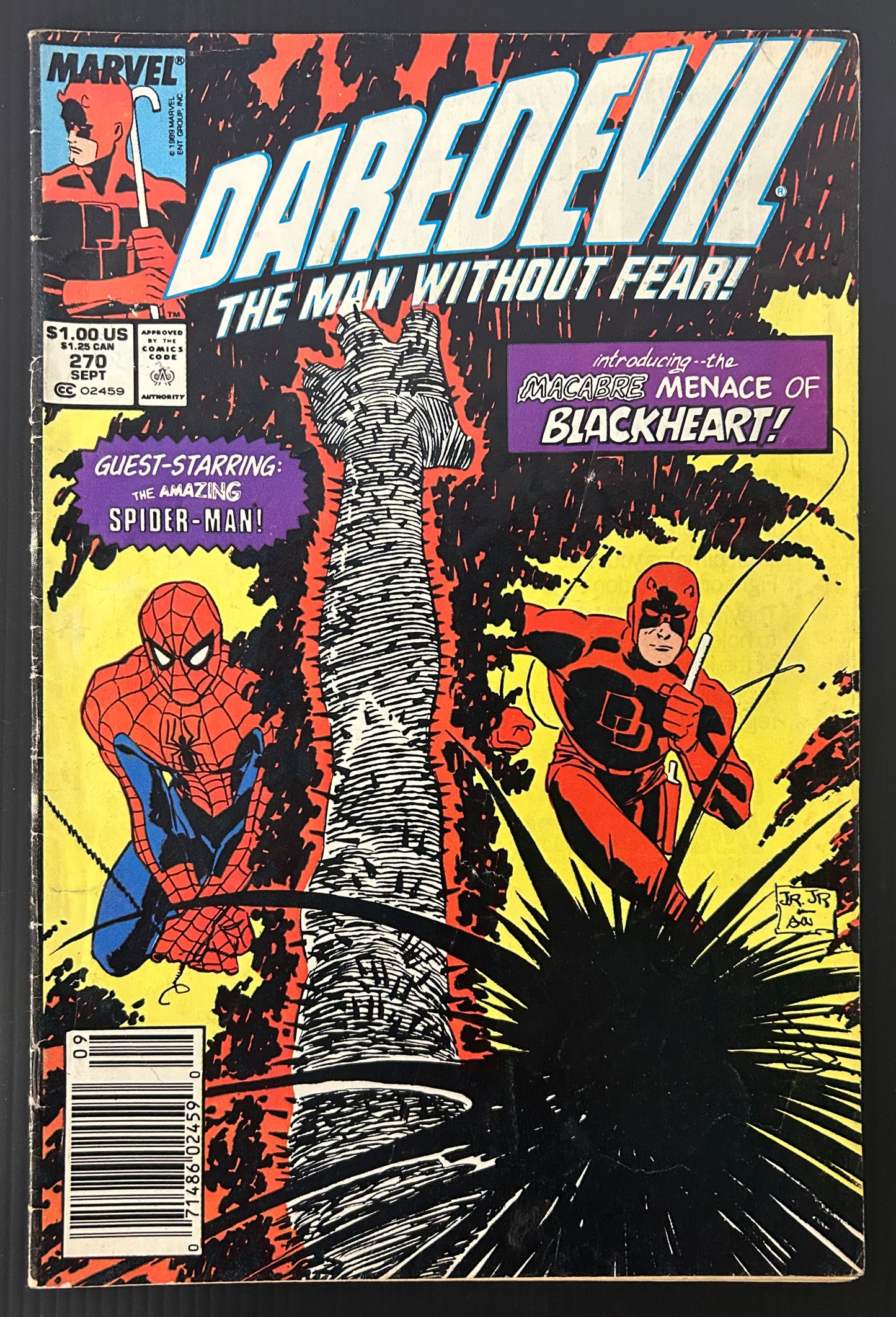🔑 DAREDEVIL #270 [MARVEL COMICS] NEWSSTAND *1ST APPR BLACKHEART* 1989 VG