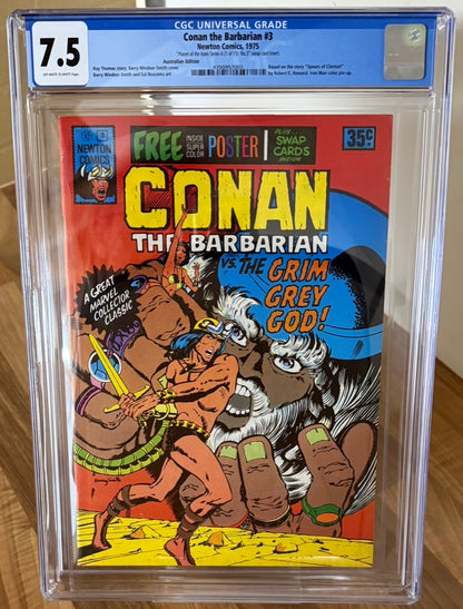 🔑 CONAN THE BARBARIAN #3 (#5) CGC 7.5 + POSTER + SWAP CARD [NEWTON COMICS] AUSTRALIAN MARVEL 1975