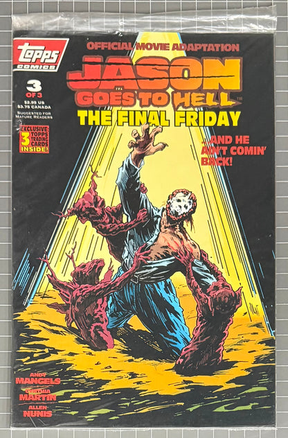 🔑 JASON GOES TO HELL: THE FINAL FRIDAY #3 + CARDS POLYBAGGED TOPPS COMICS 1993