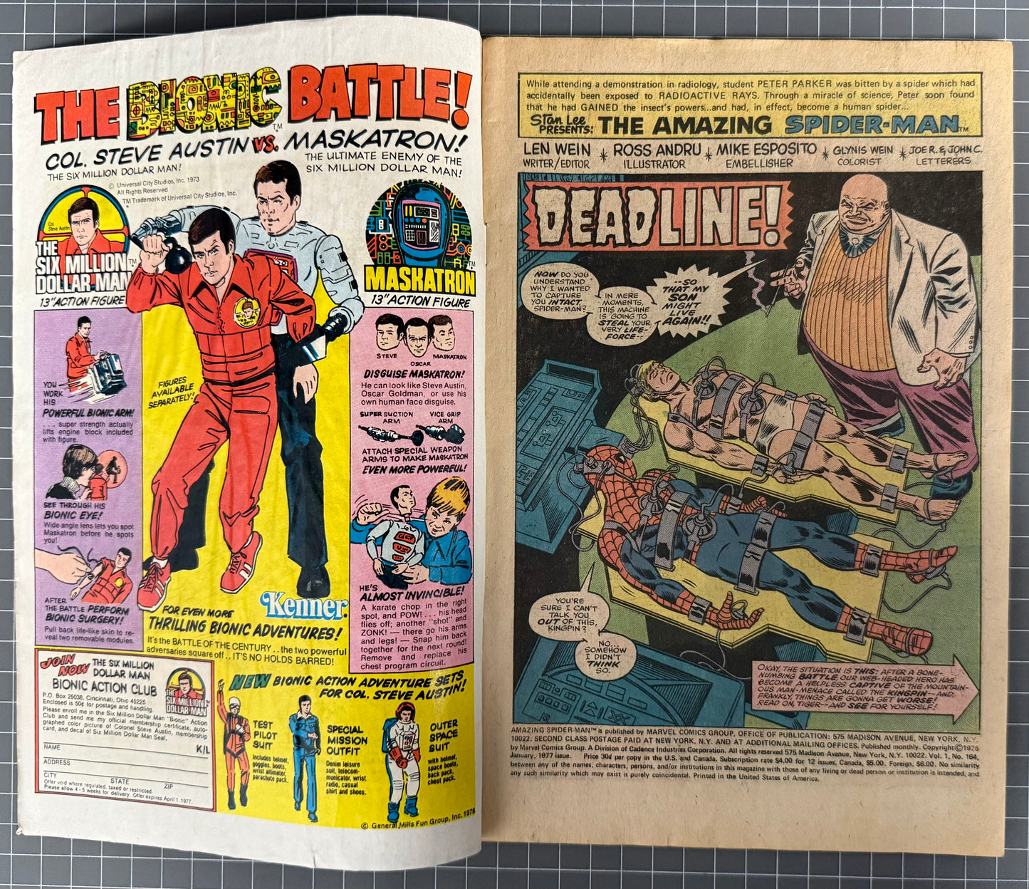 🔑 AMAZING SPIDER-MAN #164 [MARVEL COMICS] *JOHN ROMITA KINGPIN COVER* 1977 GD-