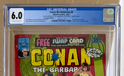 🔑 CONAN THE BARBARIAN #5 + POSTER/SWAP CARD CGC 6.0 [NEWTON COMICS] AUSTRALIAN 1975