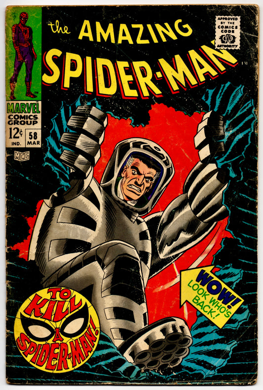 THE AMAZING SPIDER-MAN #58 (MARVEL) COMIC 1968 *JOHN ROMITA SR.* GD+