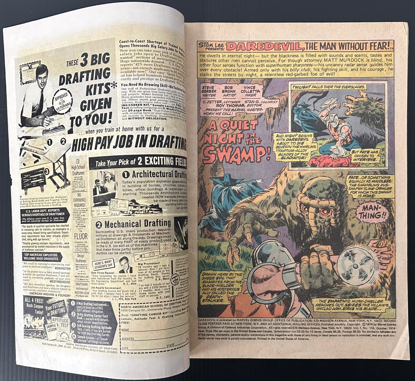 DAREDEVIL #114 [MARVEL COMICS] DIRECT 1974 VG