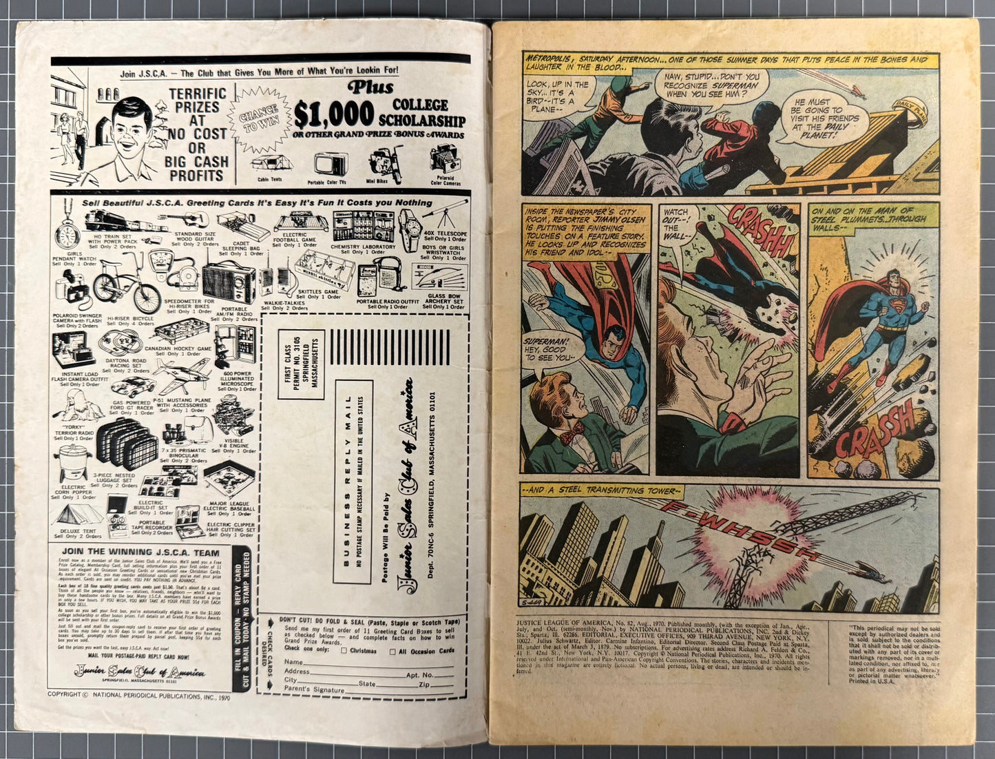 🔑 JUSTICE LEAGUE OF AMERICA #82 [DC COMICS] *NEAL ADAMS COVER* 1970 VG-