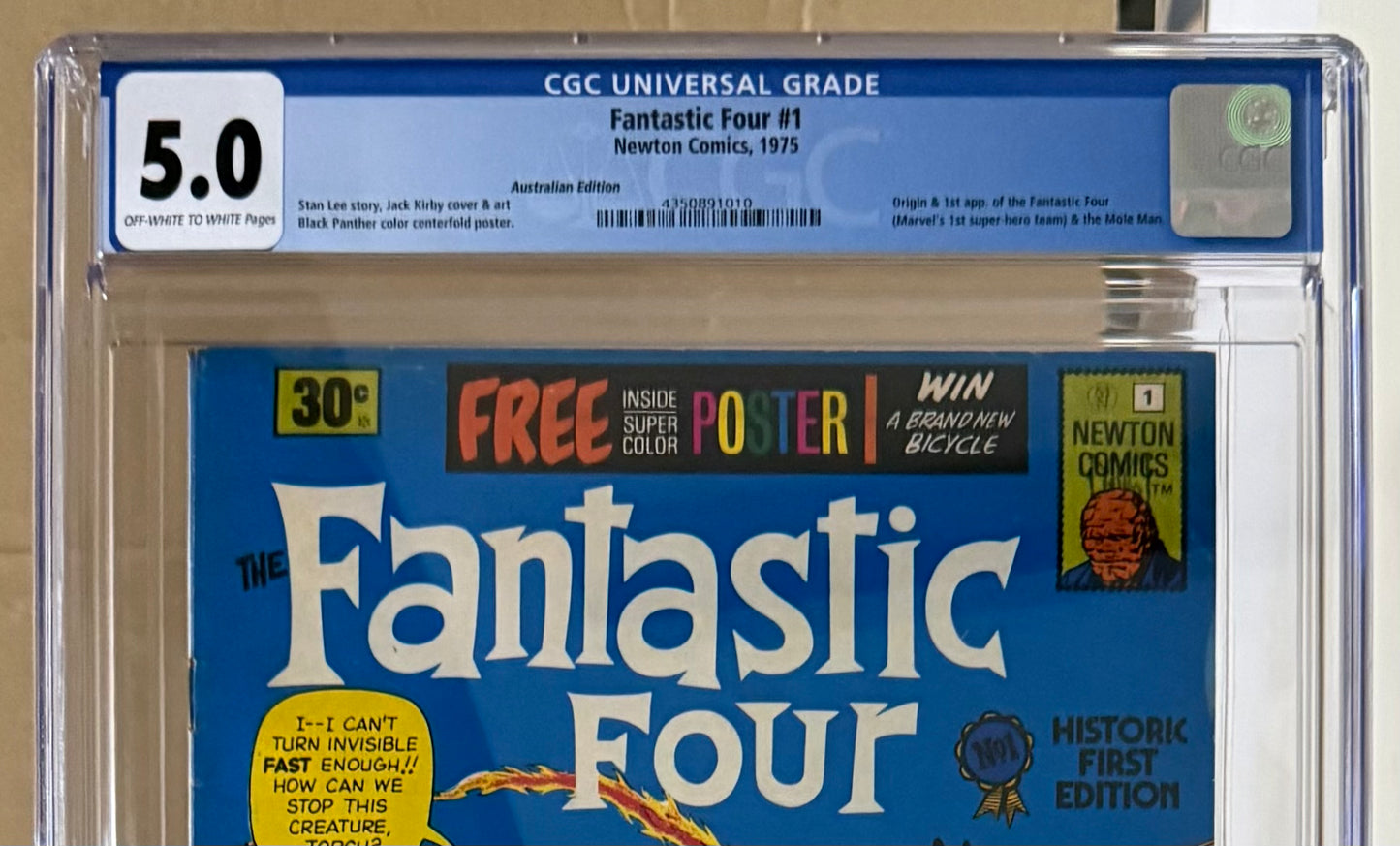 🔑 FANTASTIC FOUR #1 + POSTER CGC 5.0 [NEWTON COMICS] AUSTRALIAN MARVEL 1975