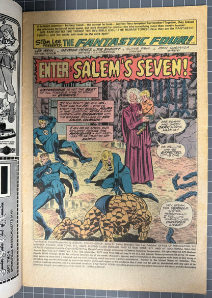 🔑 FANTASTIC FOUR #186 [MARVEL COMICS] *SALEM'S SEVEN DEBUT* 1977 VG/FN