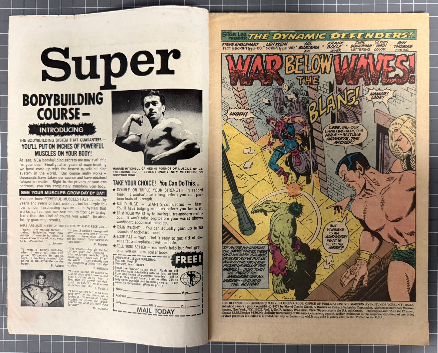 THE DEFENDERS #7 [MARVEL COMICS] DIRECT 1973 GD/VG