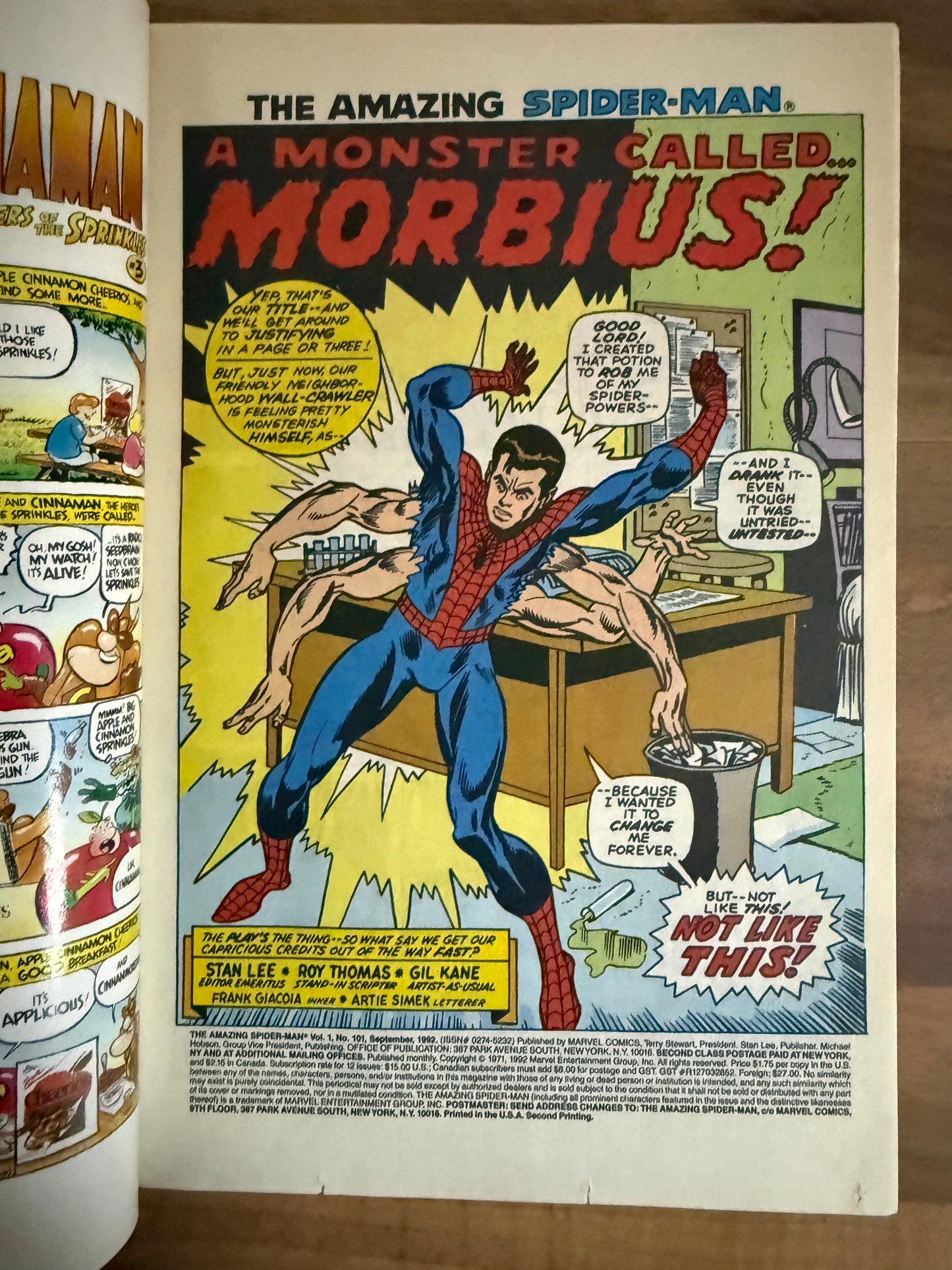 🔑 THE AMAZING SPIDER-MAN #101 [MARVEL COMICS] 2ND PRINTING *MORBIUS* 1992 VG