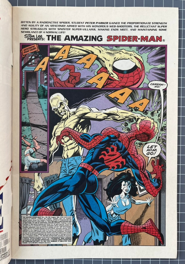 🔑 THE AMAZING SPIDER-MAN #392 [MARVEL COMICS] DIRECT 1994 VF/NM