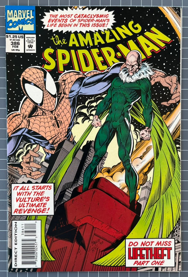 AMAZING SPIDER-MAN #386 [MARVEL COMICS] DIRECT *LIFETHEFT PART 1* 1994 NM