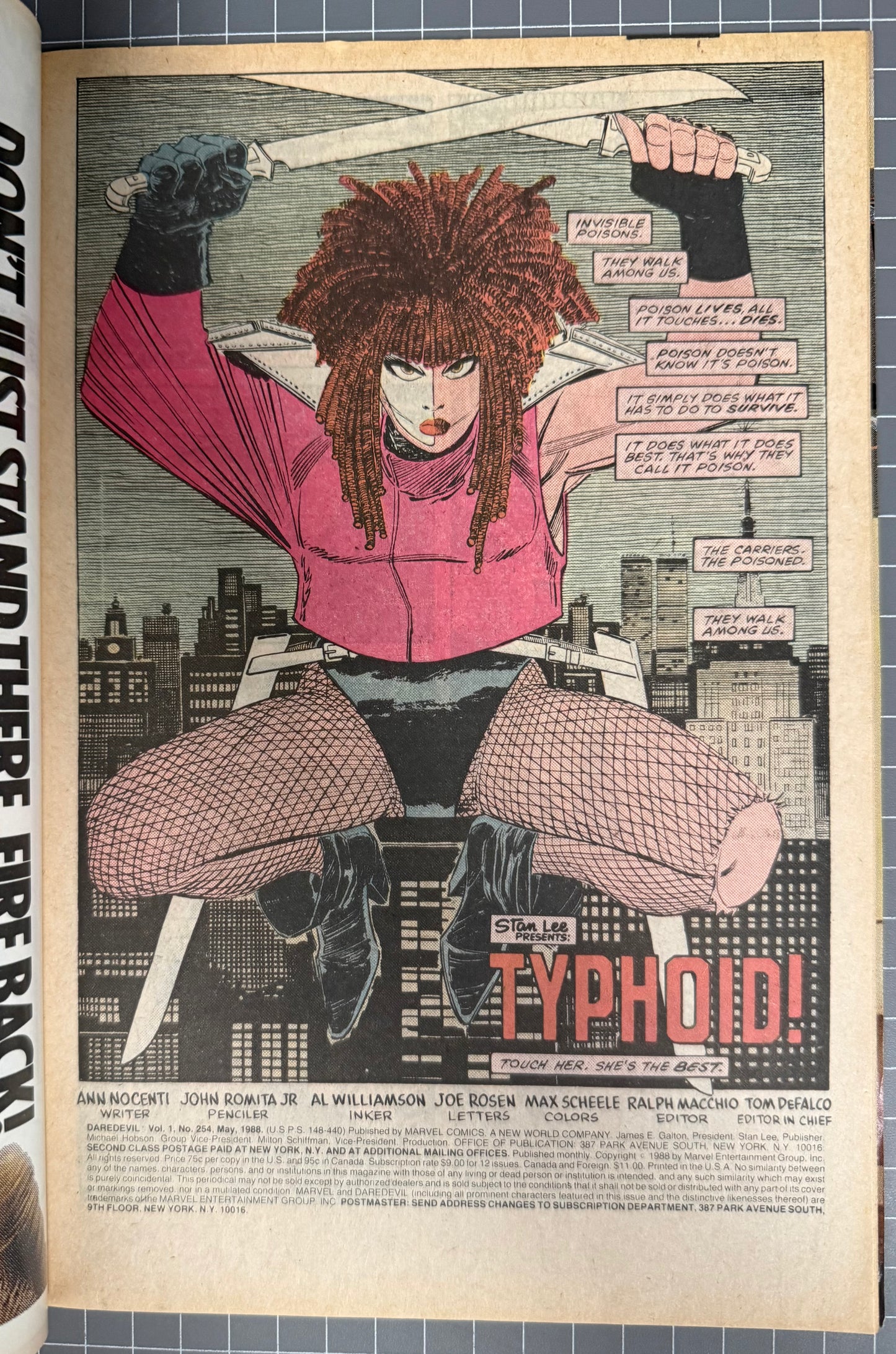 🔑 DAREDEVIL #254 [MARVEL COMICS] *1ST APP. 8 ORIGIN TYPHOID MARY* 1988 FN/VF