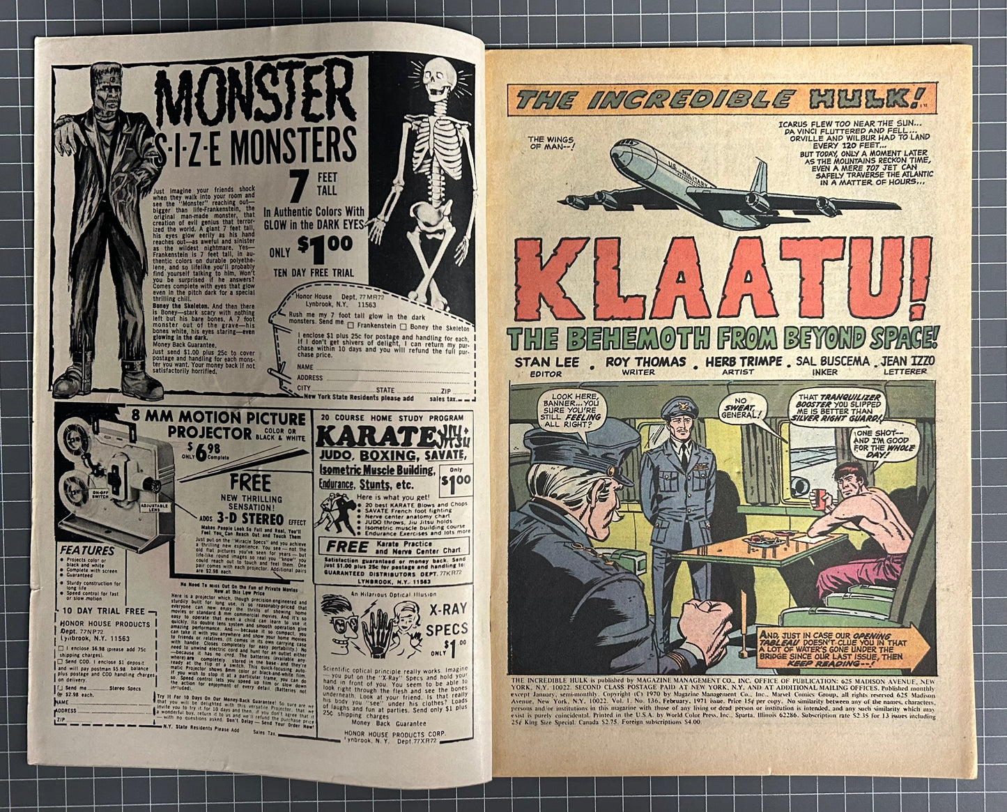 🔑 THE INCREDIBLE HULK #136 [MARVEL COMICS] DIRECT *XERON DEBUT* 1971