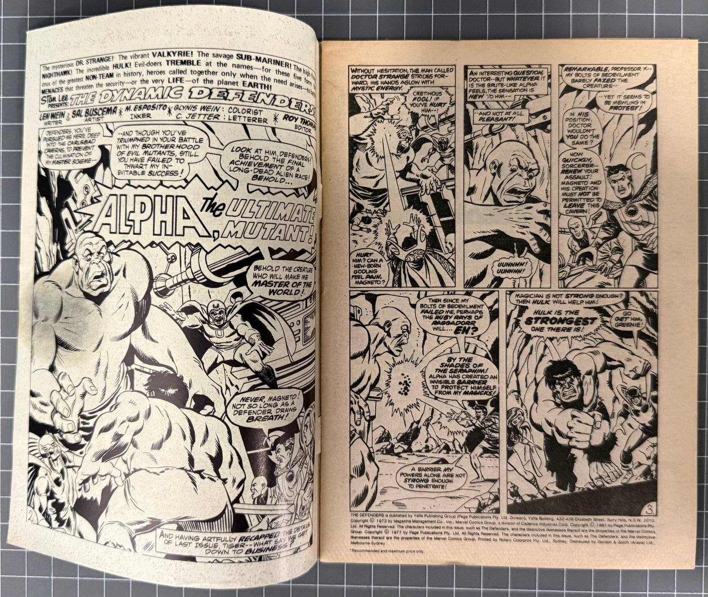 🔑 THE DEFENDERS #6 [YAFFA PUBLISHING] AUSTRALIAN MARVEL DIGEST COMIC 1980