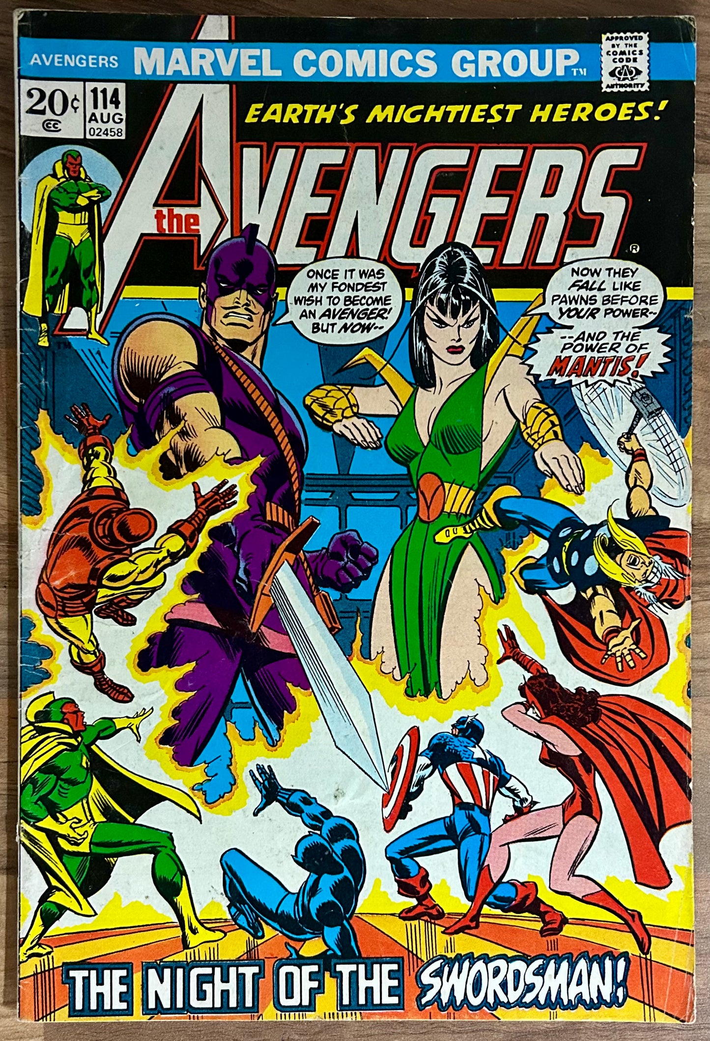 🔑 THE AVENGERS #114 [MARVEL COMICS] *MANTIS DEBUTS* 1973 FN+