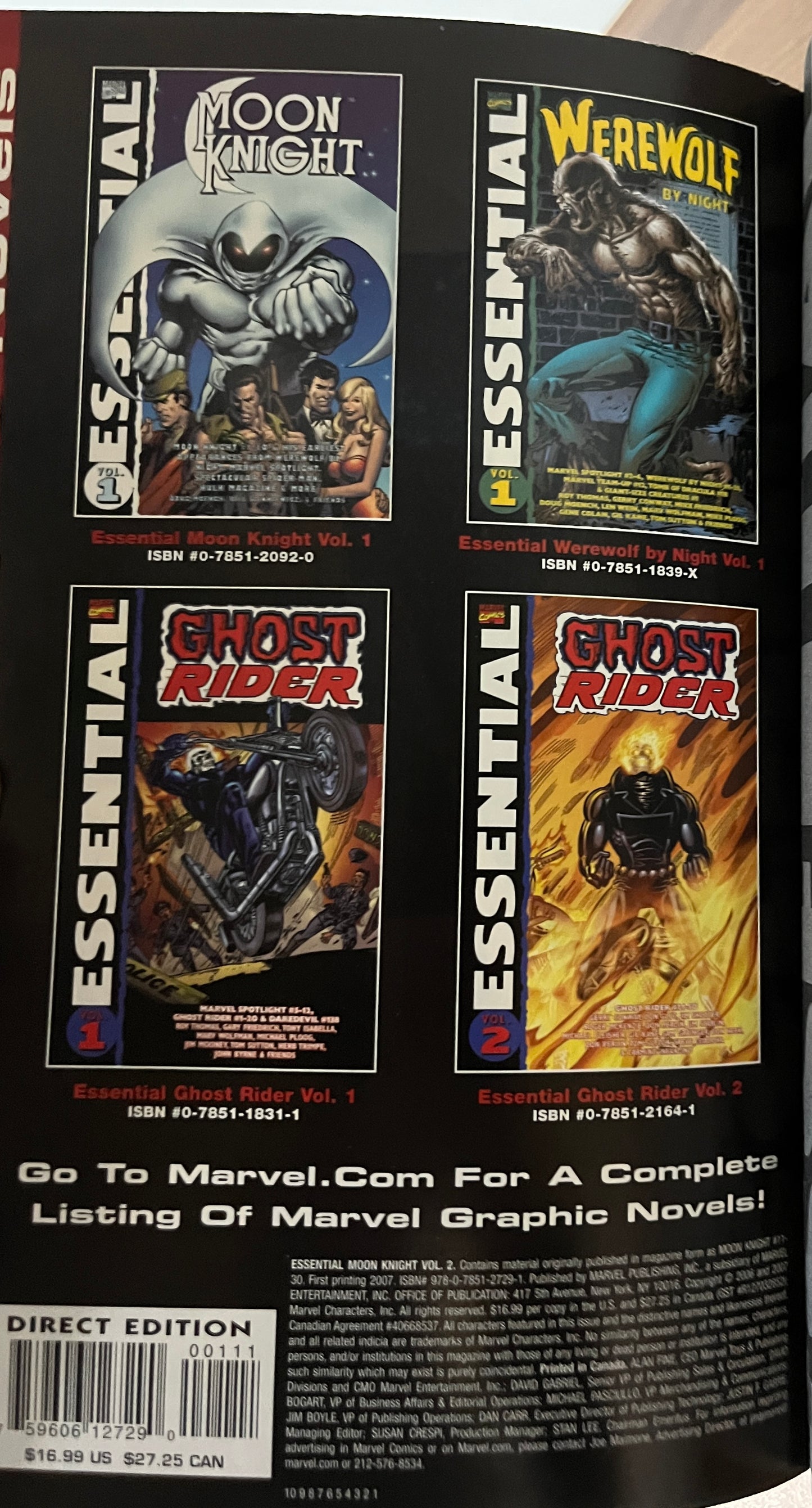 Essential Moon Knight Vol 1 + 2 TPB Set, Moench, Sienkiewicz, Marvel, 2006 2007 1st Pr