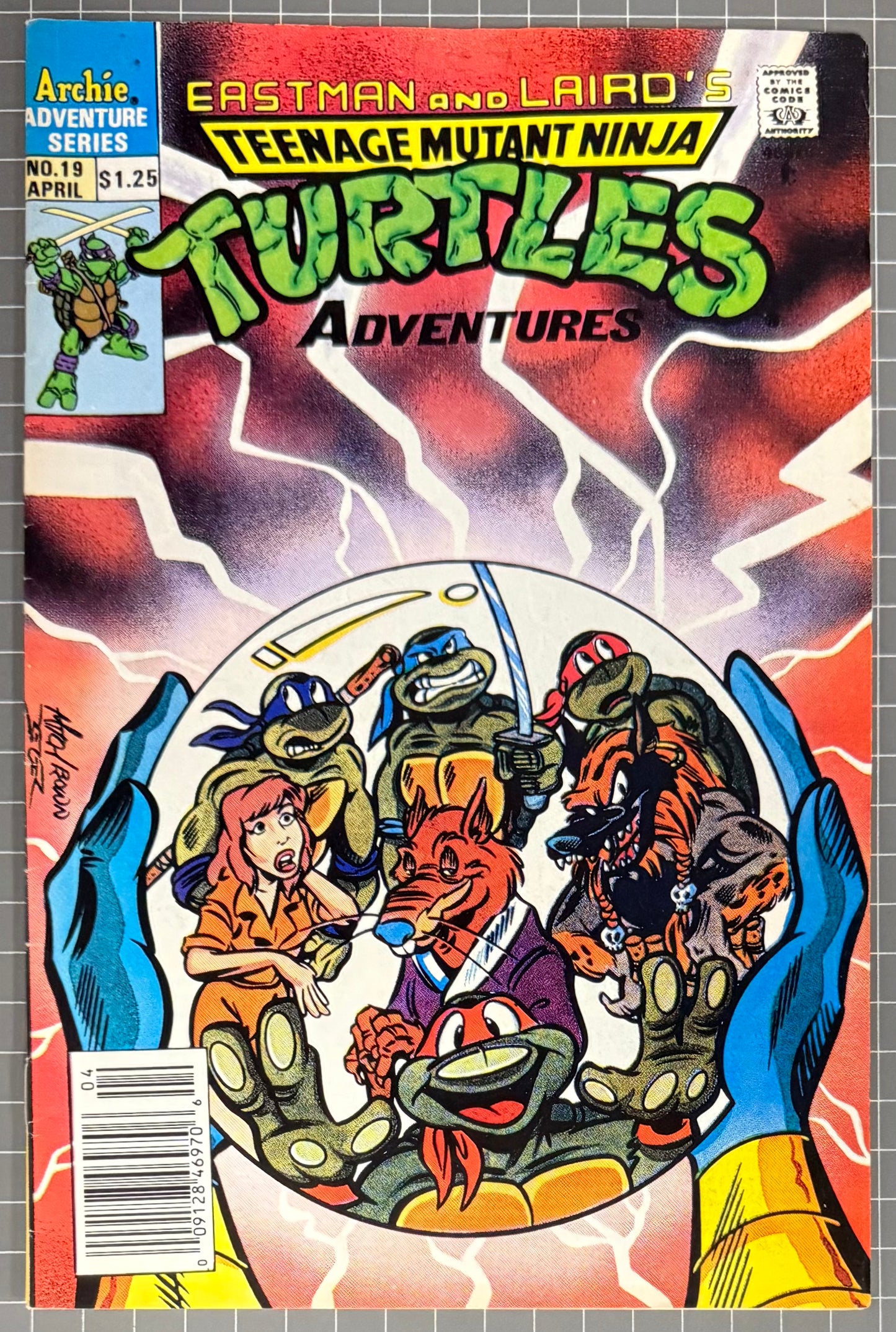 🔑 TEENAGE MUTANT NINJA TURTLES ADVENTURES #19 [ARCHIE] NEWSSTAND COMIC 1991 FN