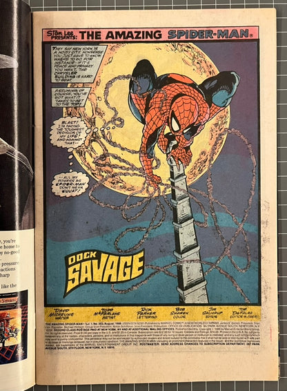 🔑 AMAZING SPIDER-MAN #303 [MARVEL COMICS] *TODD MCFARLANE COVER* 1988 FN