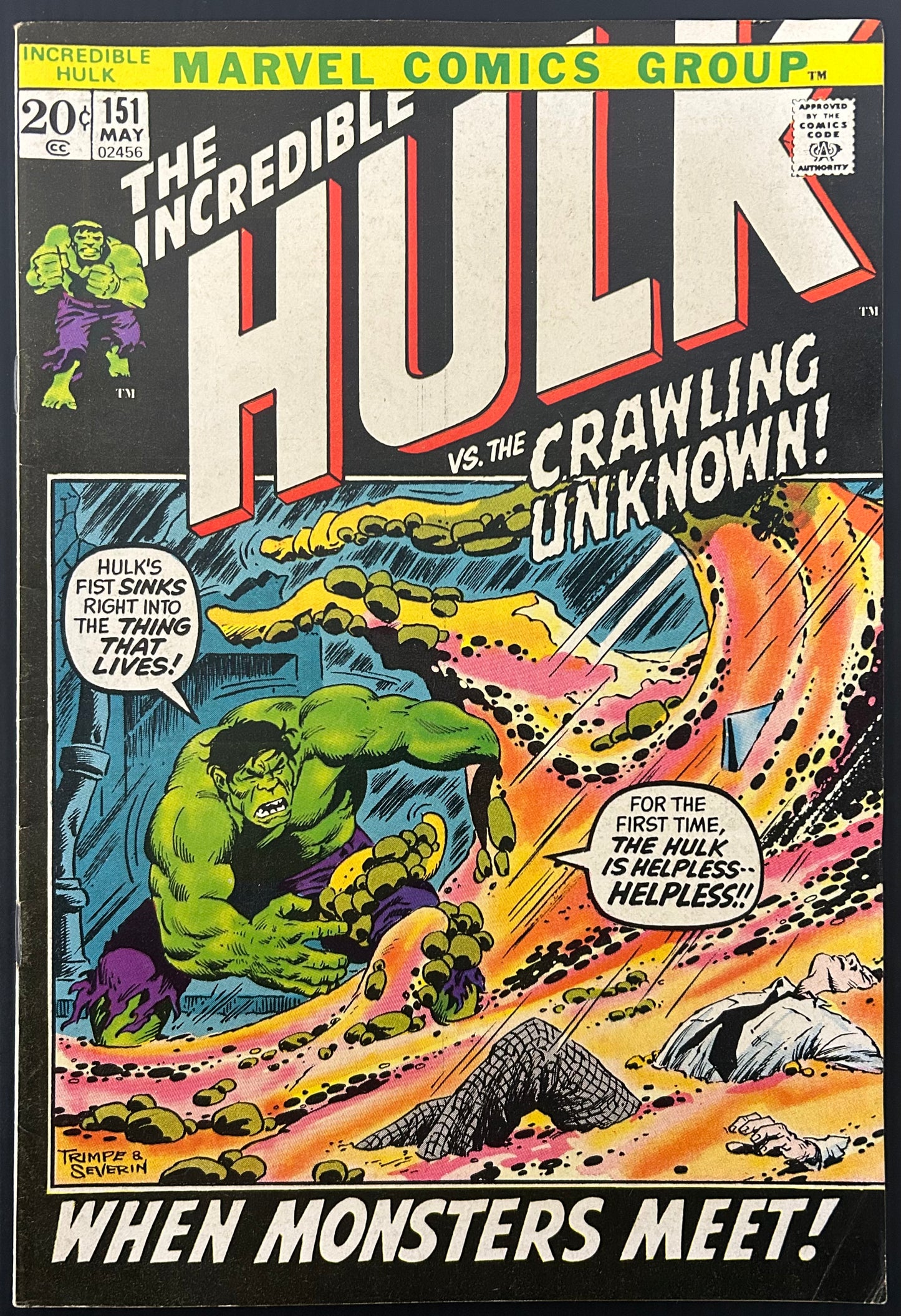 THE INCREDIBLE HULK #151 [MARVEL COMICS] DIRECT 1972 FN+