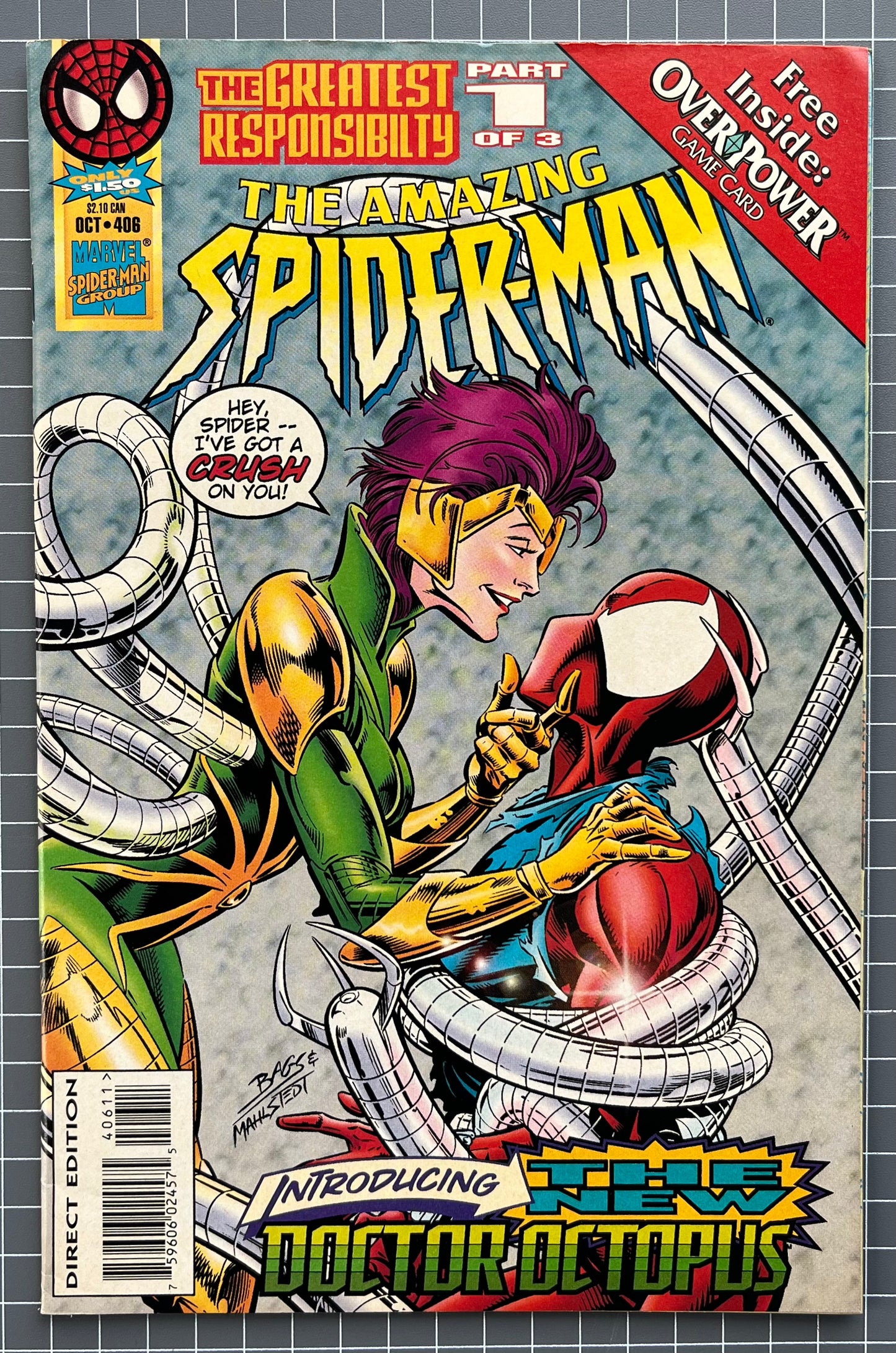 🔑 THE AMAZING SPIDER-MAN #406 [MARVEL COMICS] *OVERPOWER CARD* 1995 FN/VF