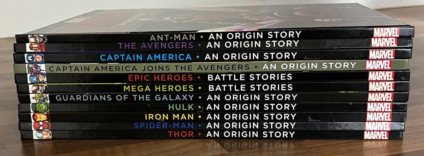 Assorted HCs Marvel An Origin Story, Battle, Choose 1 or more, Hulk, Spider-Man, Thor, Avengers