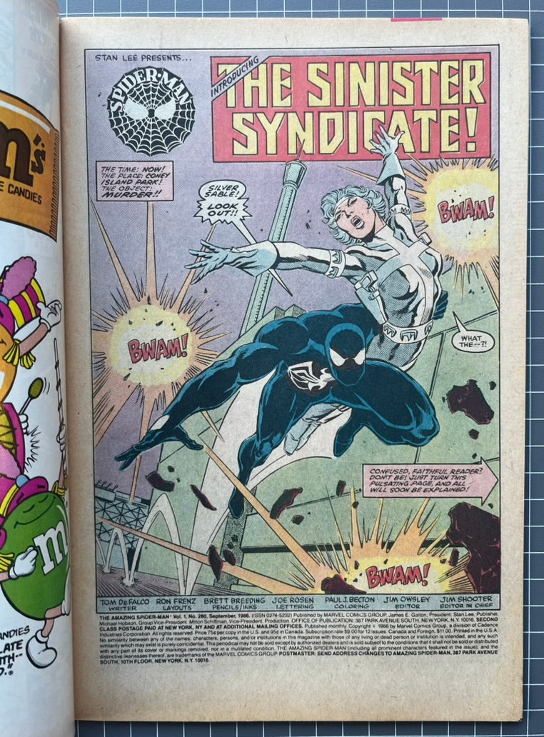 🔑 AMAZING SPIDER-MAN #280 [MARVEL COMICS] *1ST APP. SINISTER SYNDICATE* 1986 FN/VF