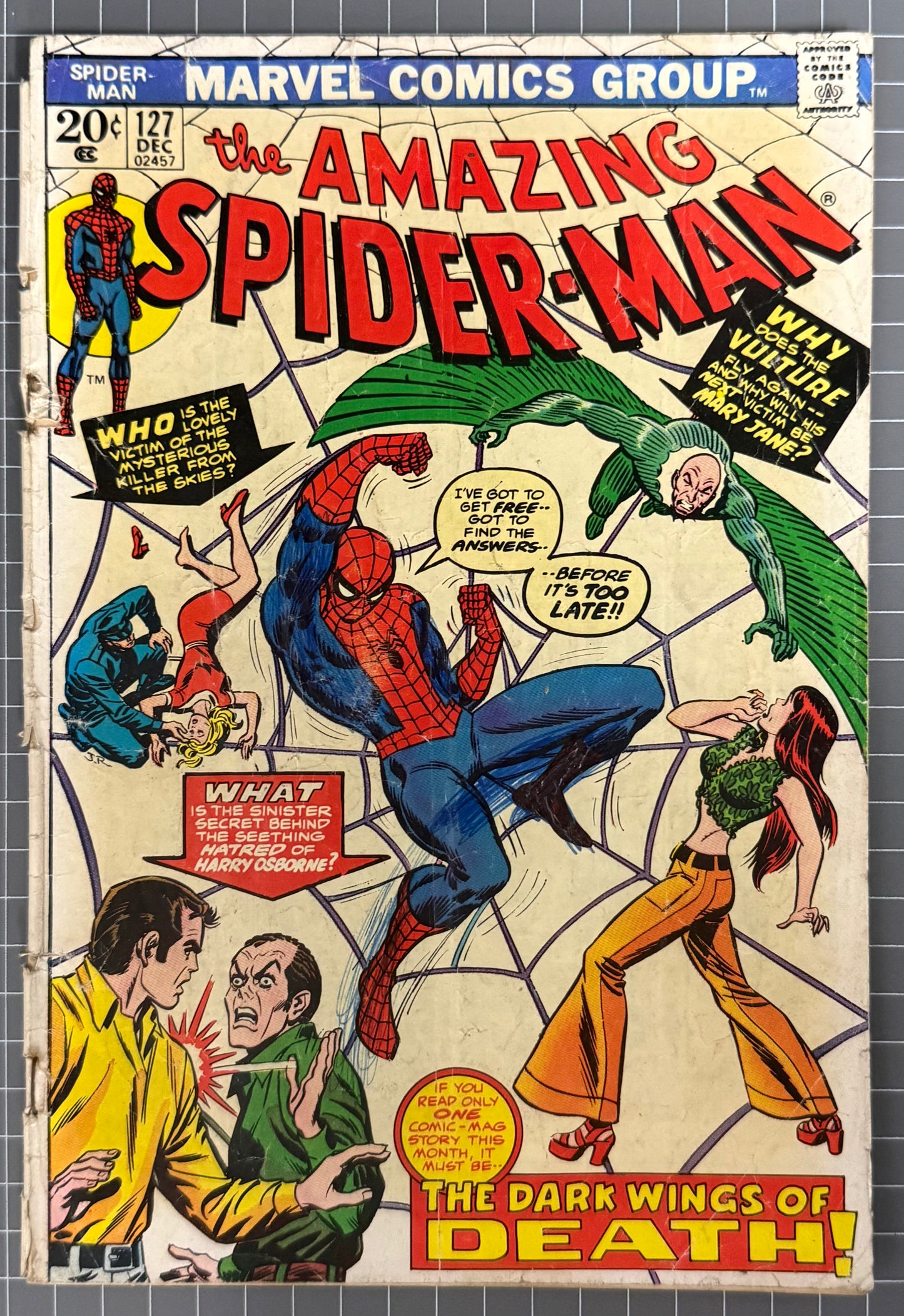 🔑 THE AMAZING SPIDER-MAN #127 [MARVEL COMICS] DIRECT 1973 GD-
