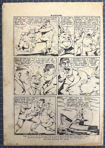 BLACKHAWK COMIC #39 YOUNG'S MERCHANDISING AUSTRALIAN COMIC PRE-DECIMAL 1952