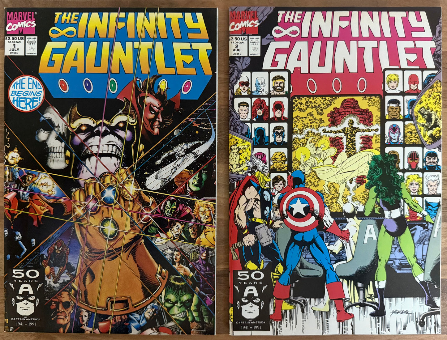 🔑 THE INFINITY GAUNTLET COMPLETE SET #1-6 [MARVEL COMICS] 1991 NM